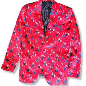 Suslo Couture Red Blazer Winter Deer